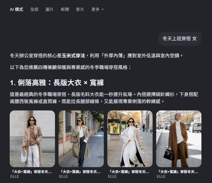 AI 搜尋結果示意圖