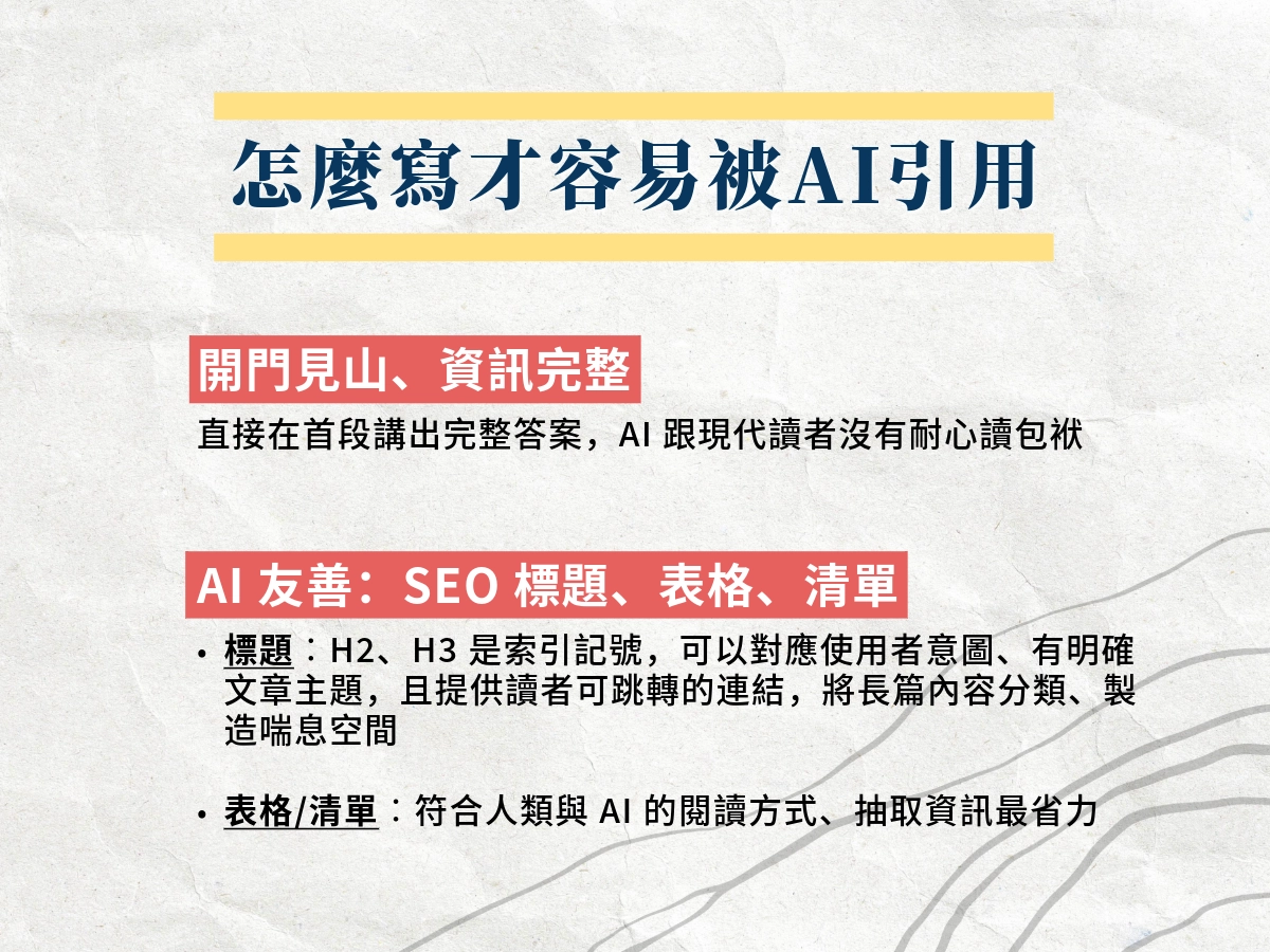 容易被AI引用的SEO文章關鍵